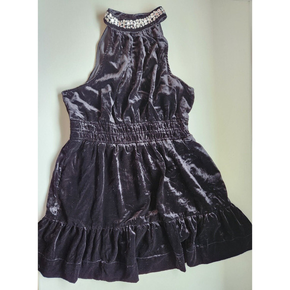 NWT Anthropologie The Somerset Embellished Velvet Halter Mini Dress Sz L #NC502 - Picture 5 of 11